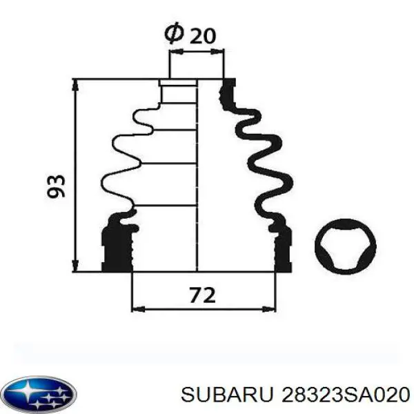 Пильник ШРУСа внутрішній, передній піввісі 28323SA020 Subaru