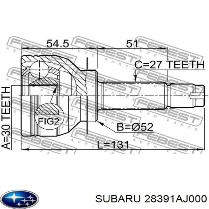28391AJ000 Subaru Наружная граната