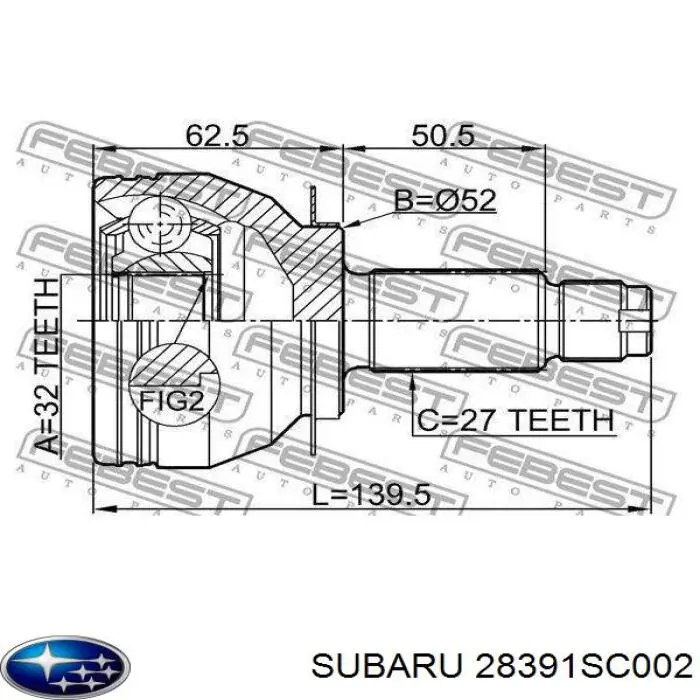 28391SC002 Subaru Наружная граната