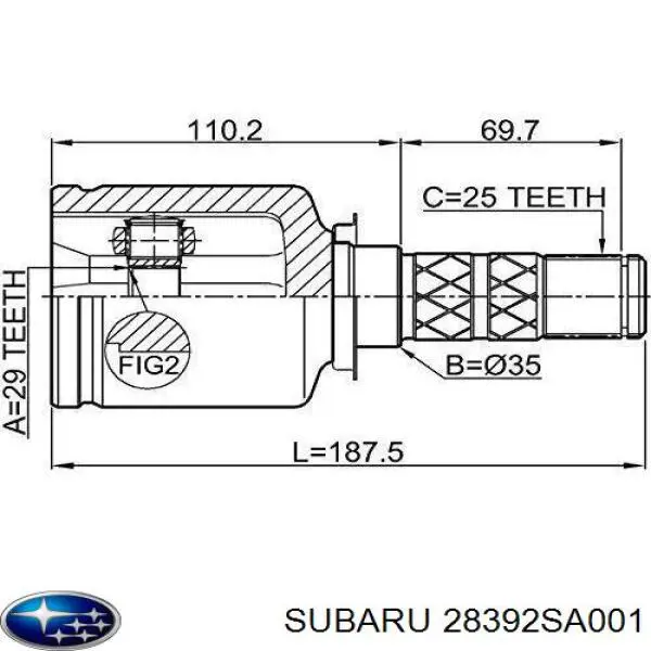 28392SA001 Subaru шрус внутренний передний