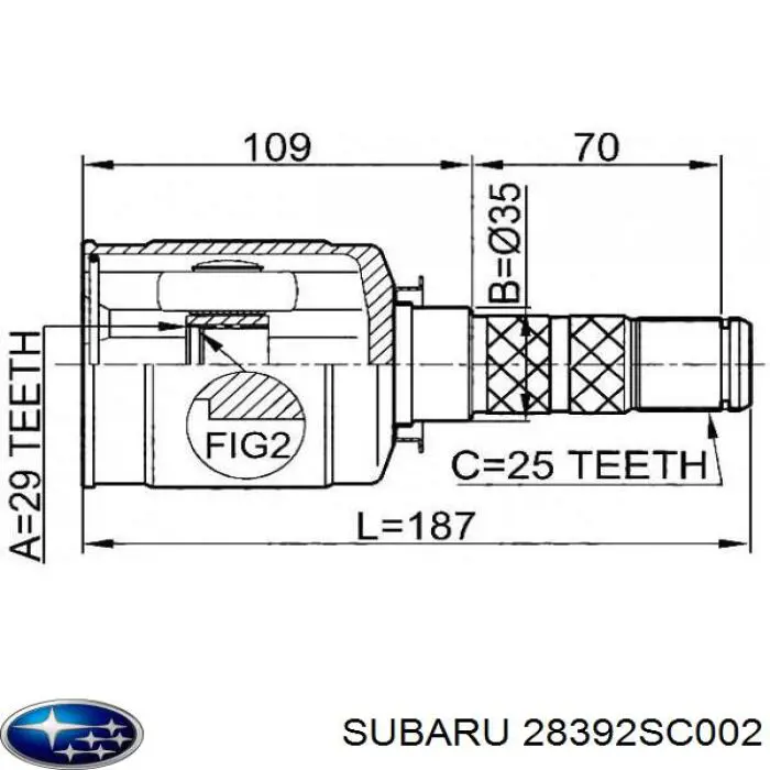28392SC002 Subaru шрус внутренний передний