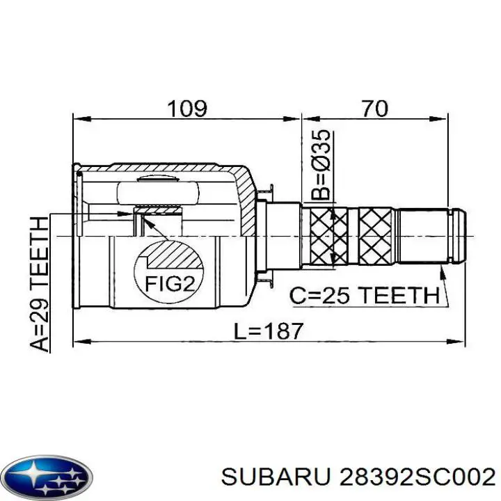 Шарнир угловых скоростей внутренний передний Subaru 28392SC002 цена, от 112.20 USD