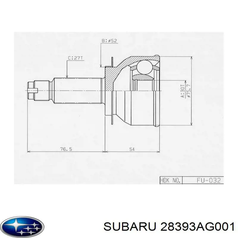 28393AG001 Subaru junta homocinética externa dianteira
