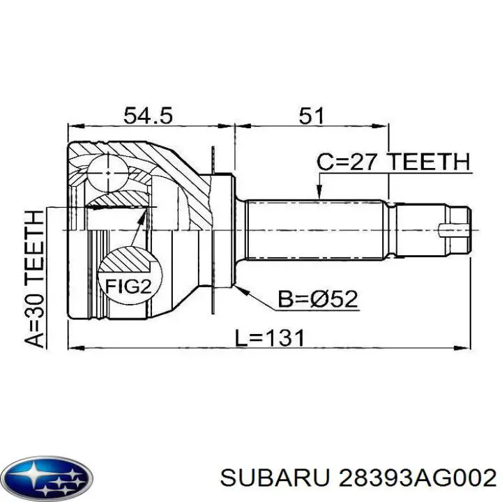 28393AG002 Subaru junta homocinética externa dianteira