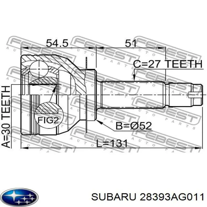 28393AG011 Subaru шрус наружный передний