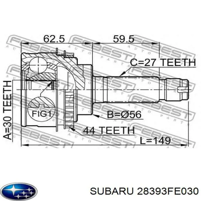 ШРУС наружный передний Subaru 28393FE030