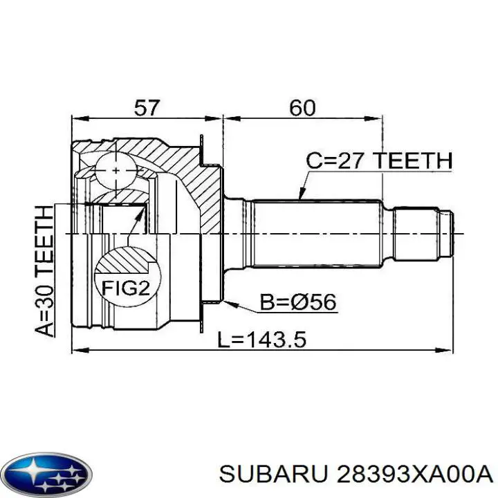 28393XA00A Subaru шрус наружный передний