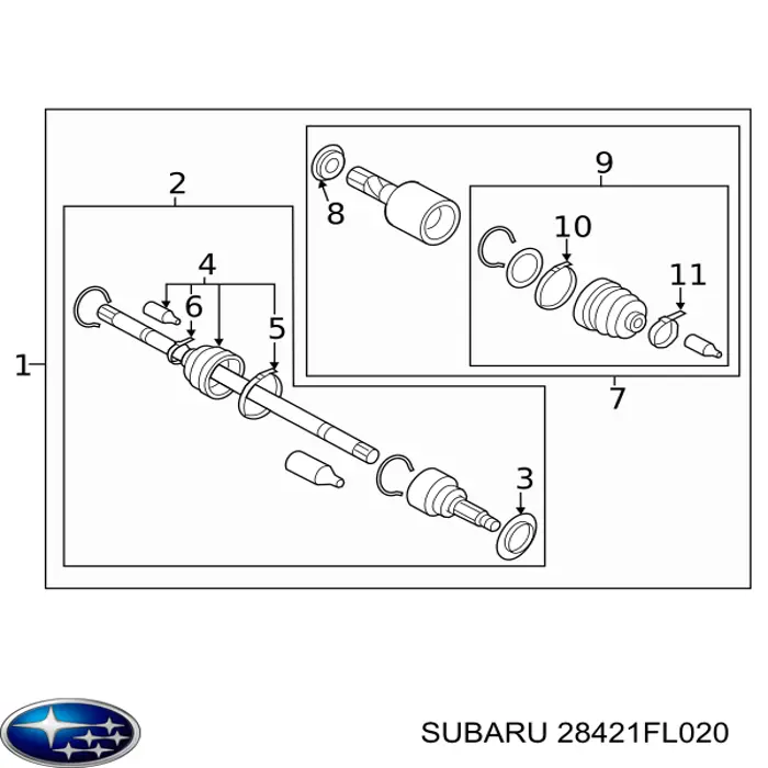 Полуось задняя 28421AJ00B Subaru