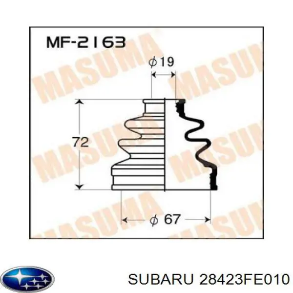 28423FE010 Subaru bota de proteção externa de junta homocinética do semieixo traseiro