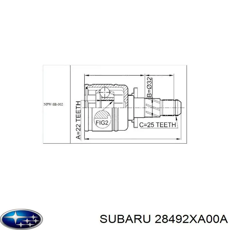 28492XA00A Subaru ШРУС внутренний, задний