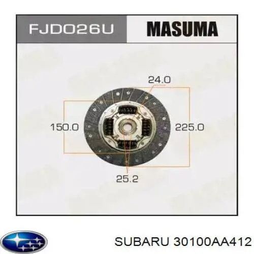 Диск сцепления 30100AA412 Subaru