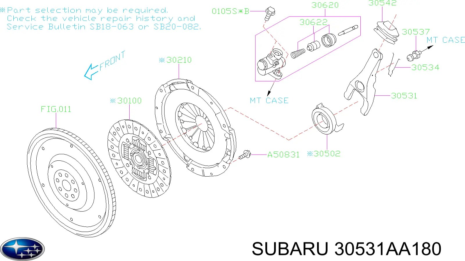 Вилка сцепления на Subaru Impreza II 