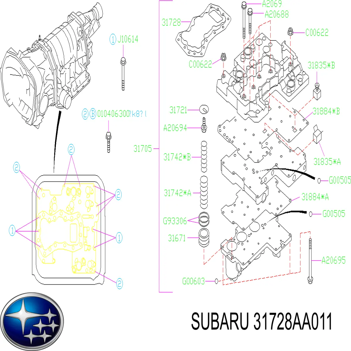 31728AA011 Subaru filtro da caixa automática de mudança