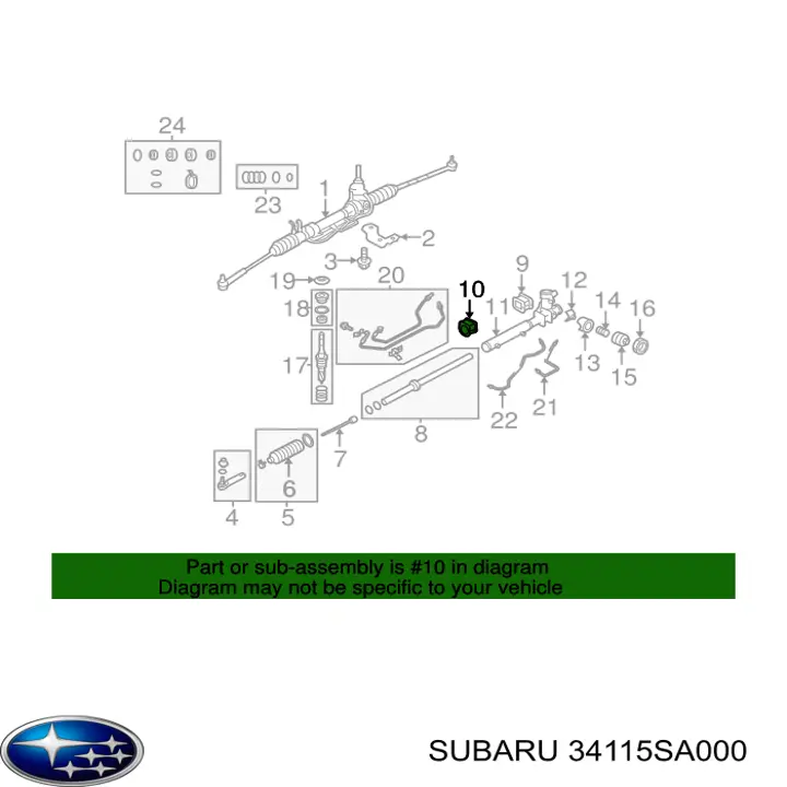 34115SA000 Subaru втулка крепления рулевой рейки левая