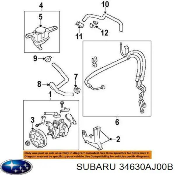 Бачок насоса ГУР Subaru 34630AJ00B цена, от 38.14 USD