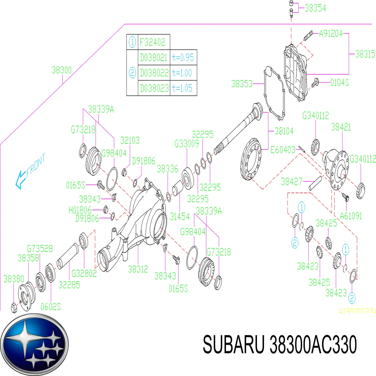 38300AC330 Subaru Редуктор моста заднего