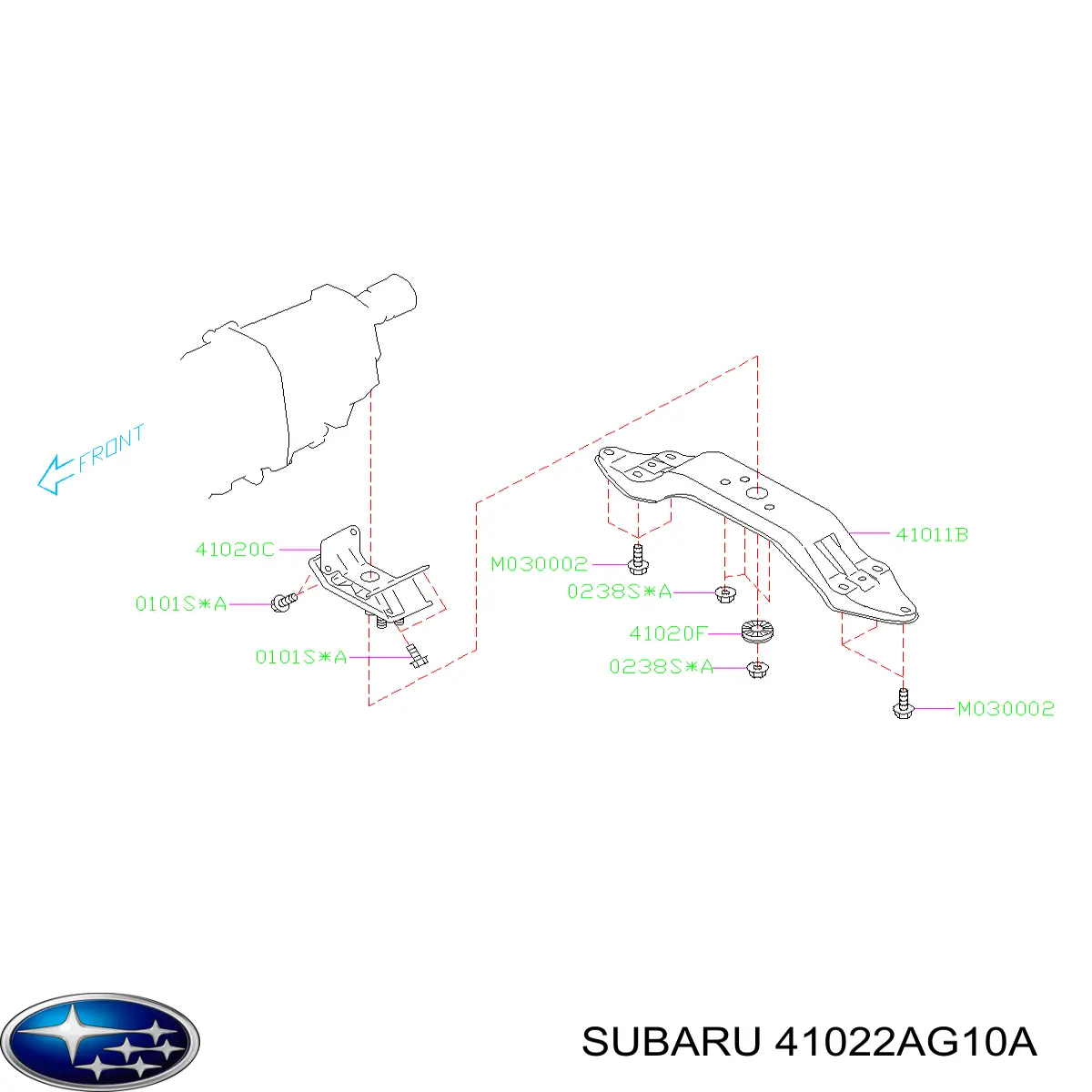 Купить 41022AG10A Subaru Подушка коробки