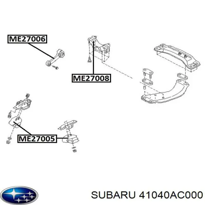 Подушка (опора) двигателя задняя Subaru 41040AC000
