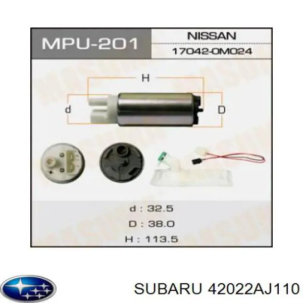 Модуль топливного насоса с датчиком уровня топлива Subaru 42022AJ110