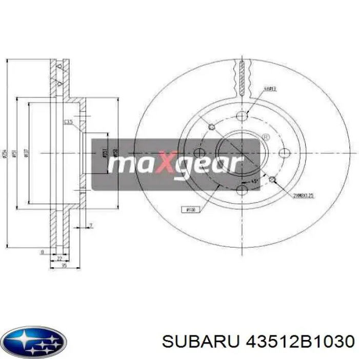 43512B1030 Subaru диск тормозной передний