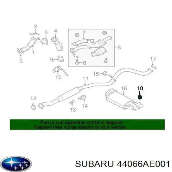 Подушка крепления глушителя Subaru 44066AE001