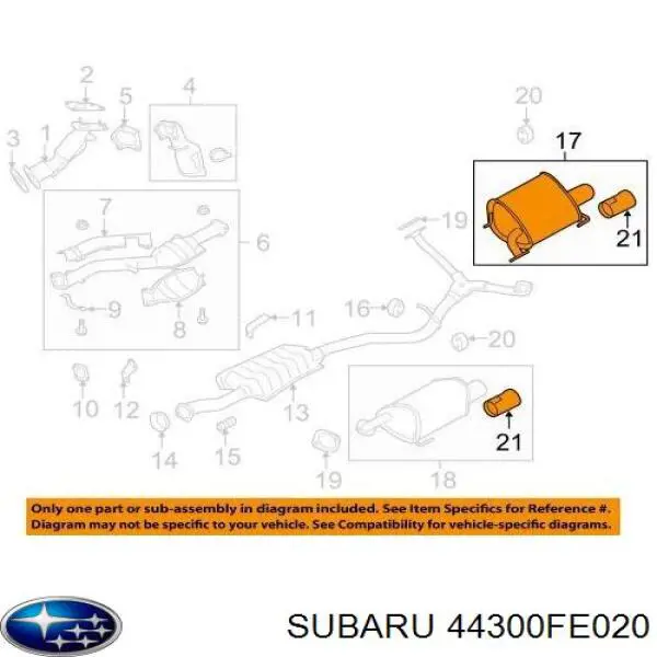Выхлоп задний Subaru 44300FE020 цена, от  USD