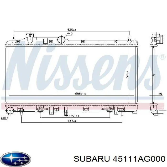 Радиатор 45111AG000 Subaru