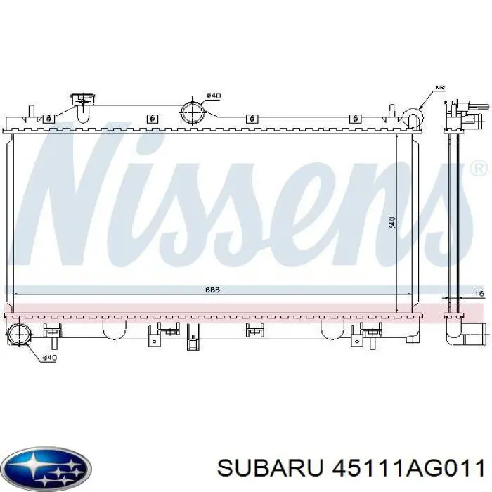 Радиатор охлаждения двигателя Subaru 45111AG011 цена, от 73.48 USD