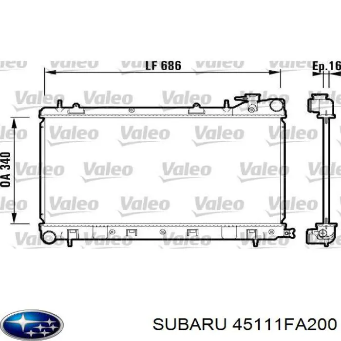 Радиатор 45111FA200 Subaru