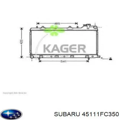 Радиатор 45111FC350 Subaru