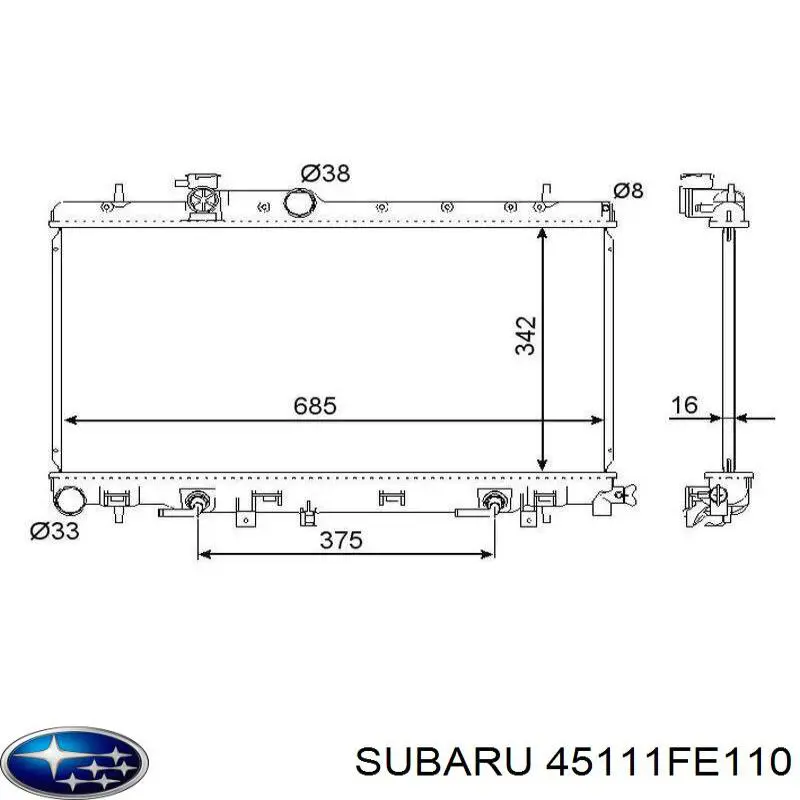 45111FE110 Subaru radiador de esfriamento de motor