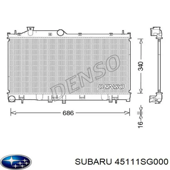 Радиатор охлаждения двигателя Subaru 45111SG000