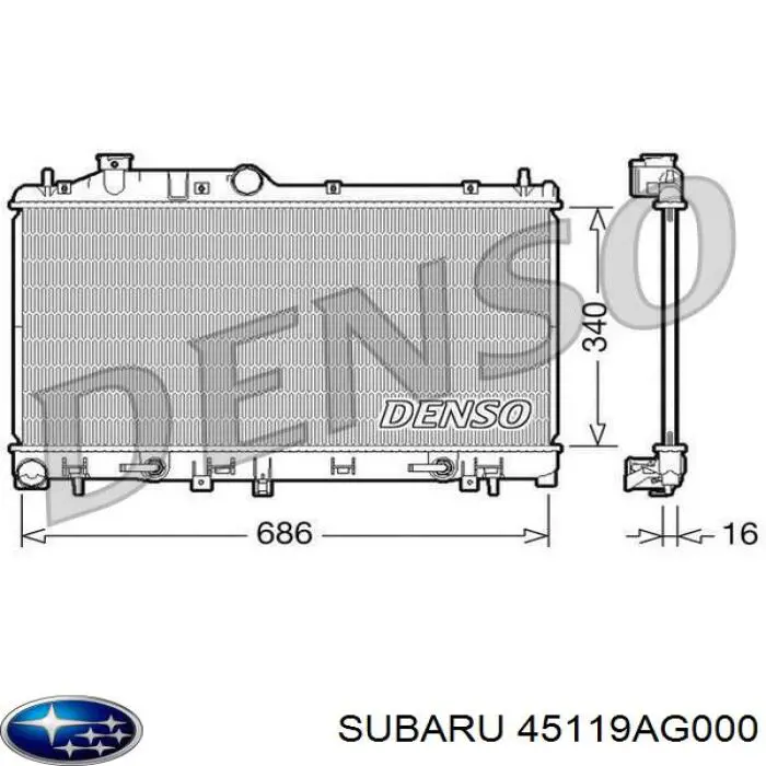 Радиатор охлаждения двигателя Subaru 45119AG000
