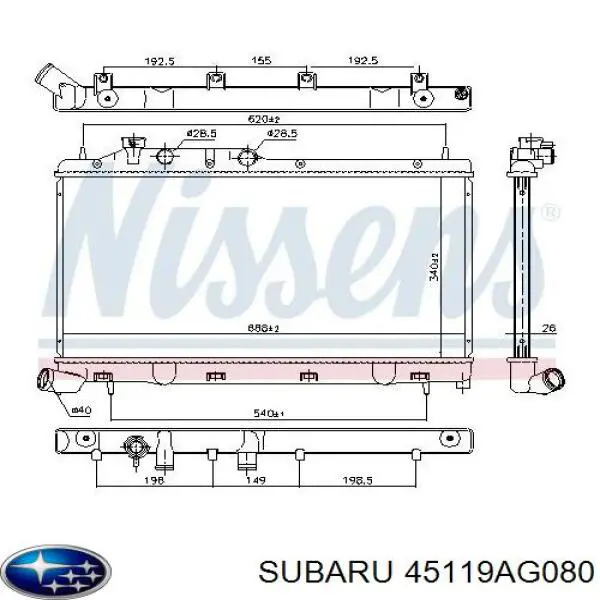 Радиатор охлаждения двигателя Subaru 45119AG080 цена, от 138.55 USD
