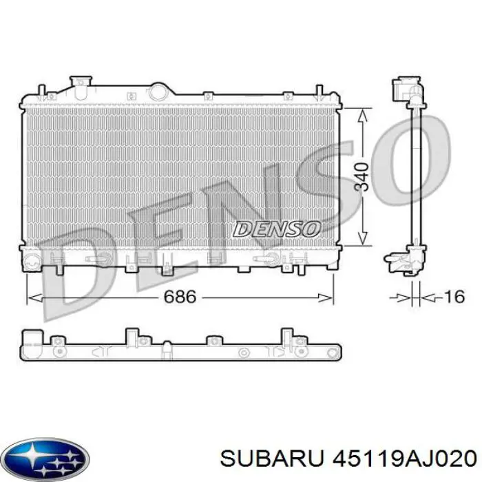 Radiador refrigeración del motor 45119AJ020 Subaru