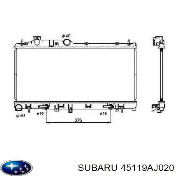 Радиатор охлаждения двигателя Subaru 45119AJ020