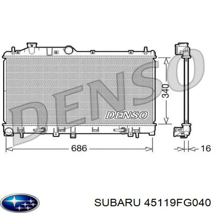 Купить 45119FG040 Subaru Радиатор водяной