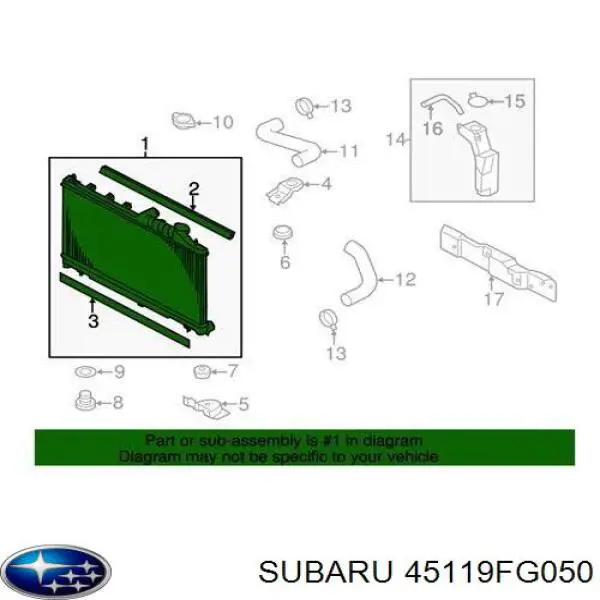Радиатор охлаждения двигателя Subaru 45119FG050