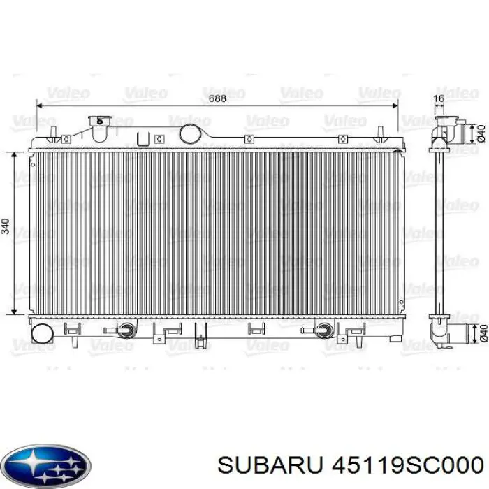 Радиатор охлаждения двигателя Subaru 45119SC000