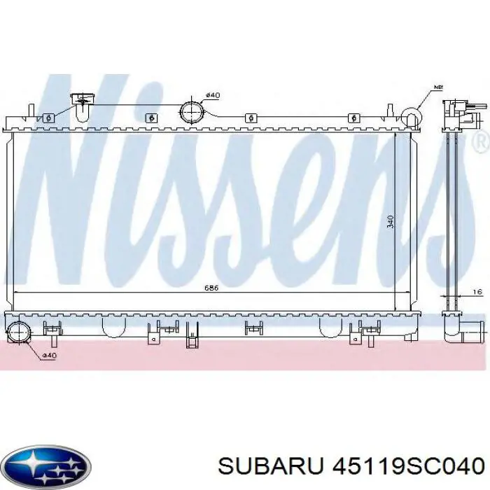Купить 45119SC040 Subaru Радиатор водяной