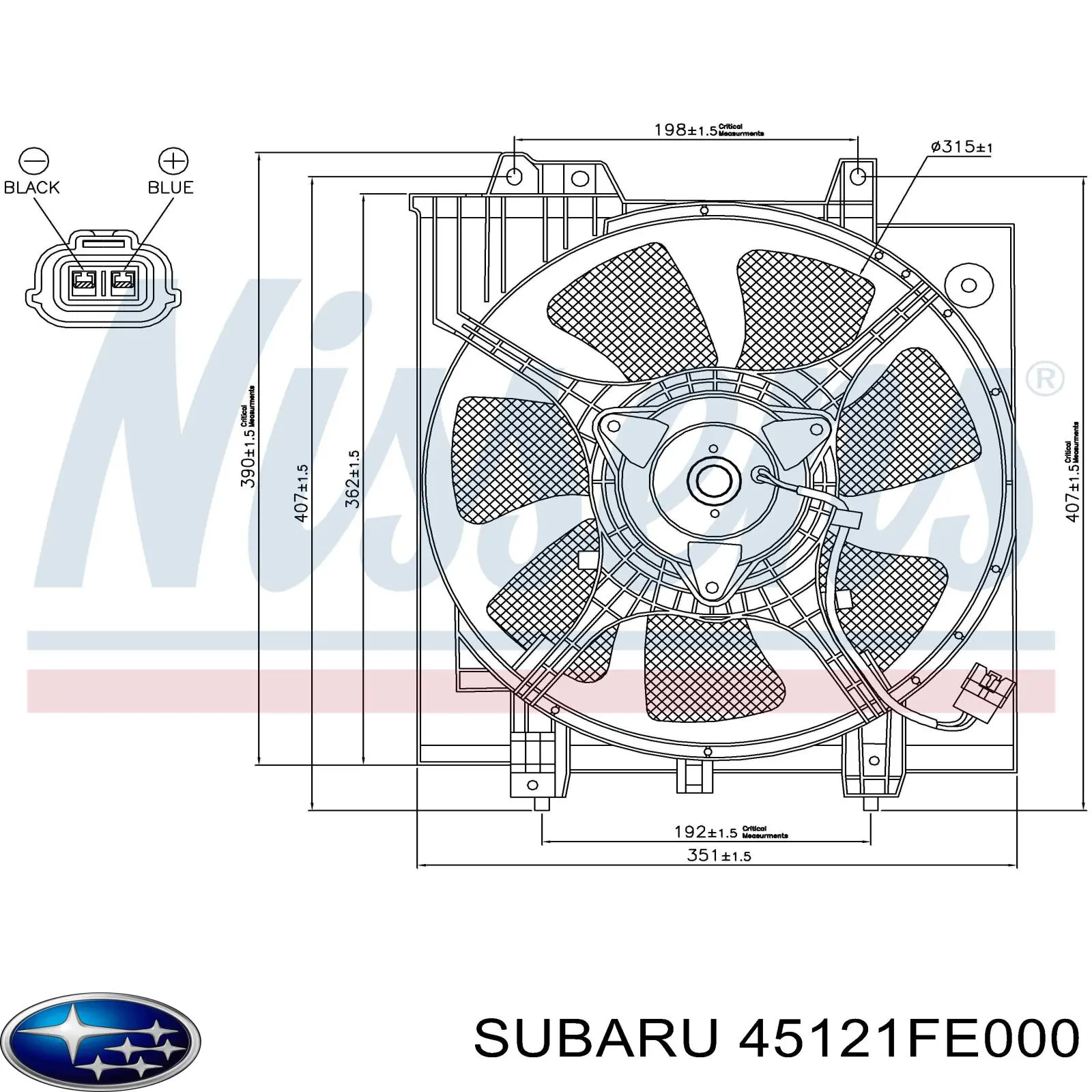 Вентилятор (крыльчатка) радиатора охлаждения левый 45121FE000 Subaru