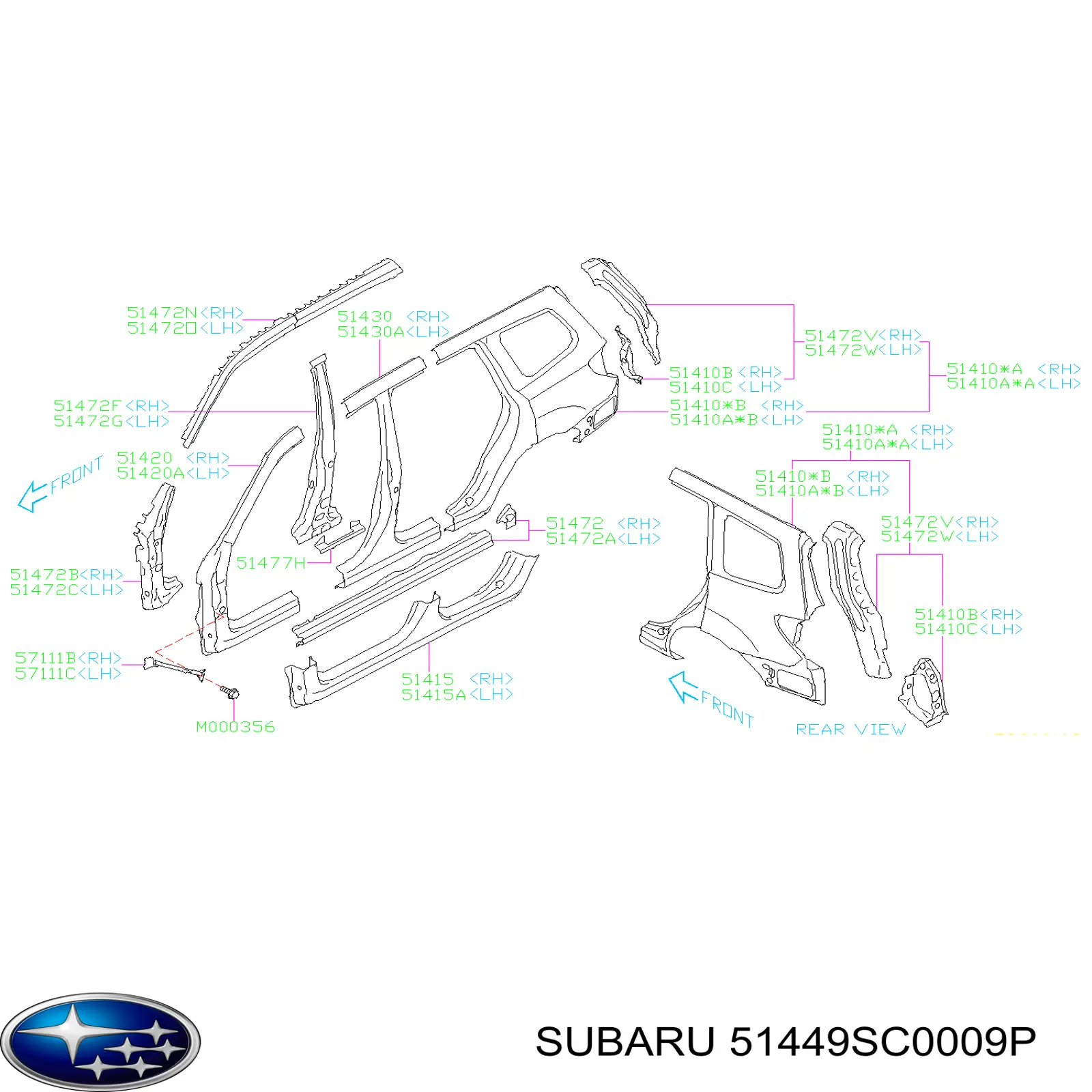 Порог внешний правый на Subaru Forester S12, SH