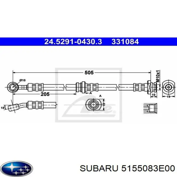 5155083E00 Subaru Гибкая тормозная трубка передняя