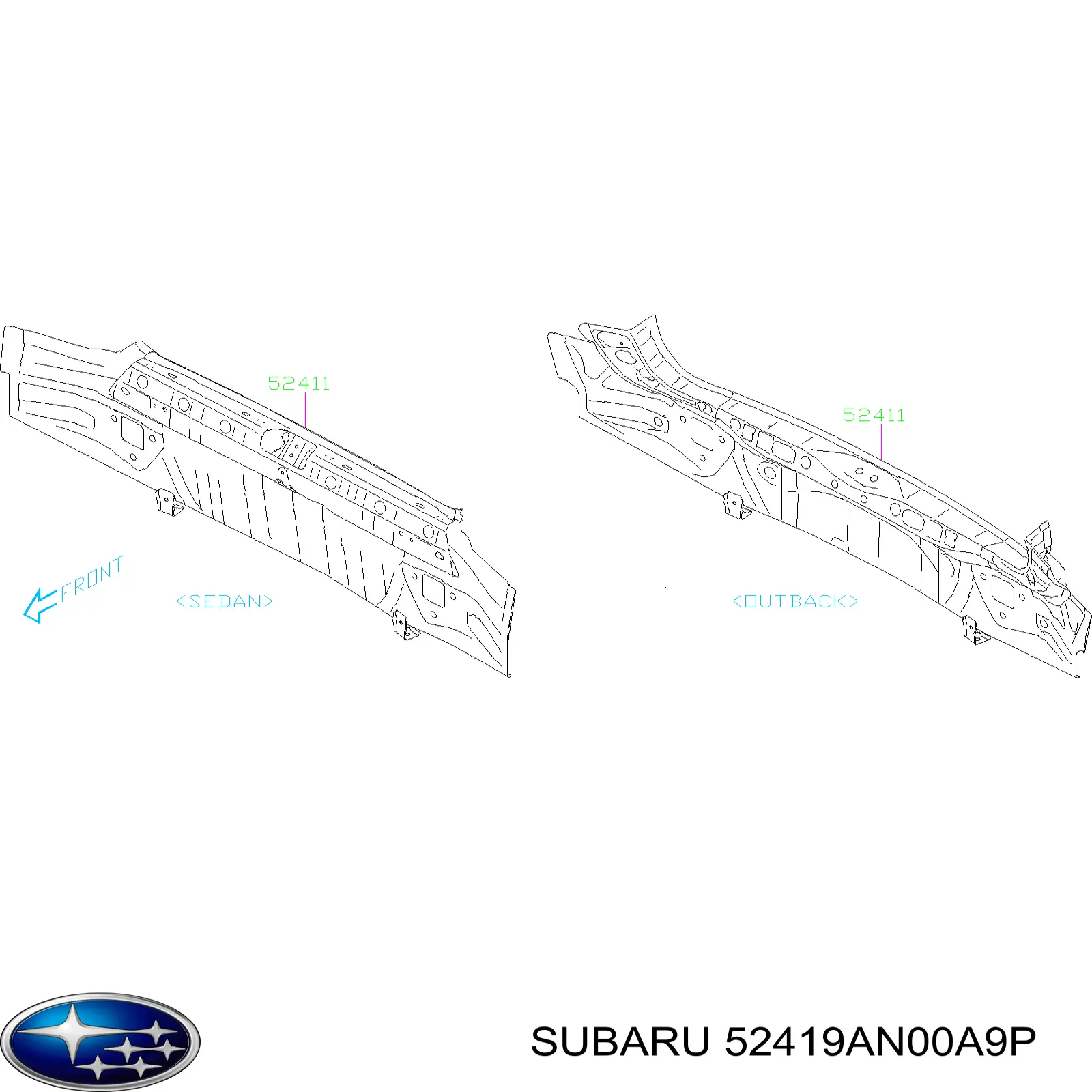 Панель багажного отсека задняя 52419AN00A9P Subaru