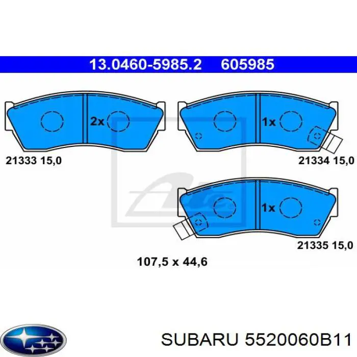 Передние тормозные колодки 5520060B11 Subaru