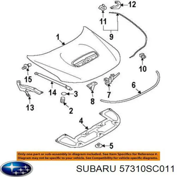 57310SC010 Subaru замок капота