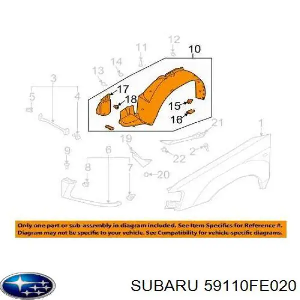 Купить 59110FE021 Subaru Подкрылок передний правый