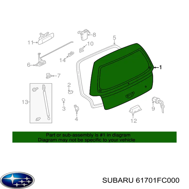Porta traseira (3ª/5ª porta-malas (tampa de alcapão) para Subaru Forester (S10, SF)