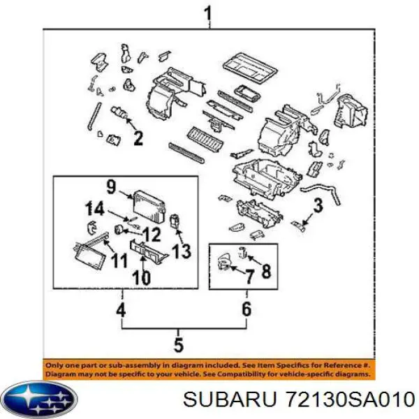 Радиатор печки (отопителя) Subaru 72130SA010