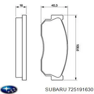 Передние тормозные колодки 725191630 Subaru